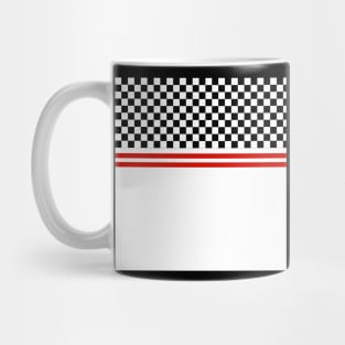 Black and White Racer Stripe Checkerboard Mug